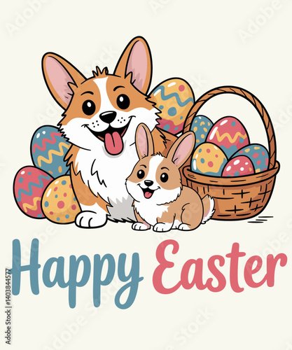 Cute Corgi Dog Lover funny Easter Day