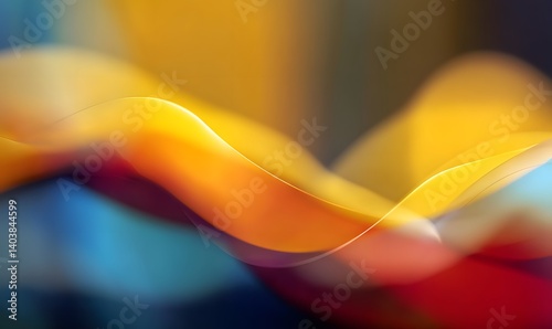 Abstract flowing waves of yellow orange red and blue creating a soft and dreamy background effect
