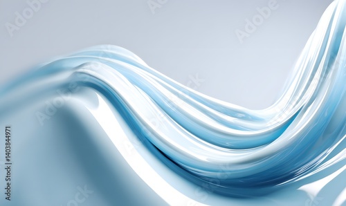 Abstract smooth light blue and white flowing fabric with soft shadows and highlights creating waves