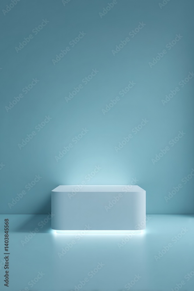 minimalistic podium under volumetric lighting placed centrally on smooth solid color background minimalistic podium under volumetric lighting placed centrally on smooth solid color background