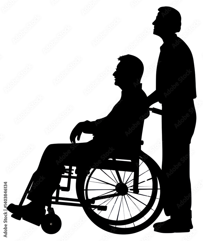 PNG Disabled person on wheelchair silhouette man furniture clothing.
