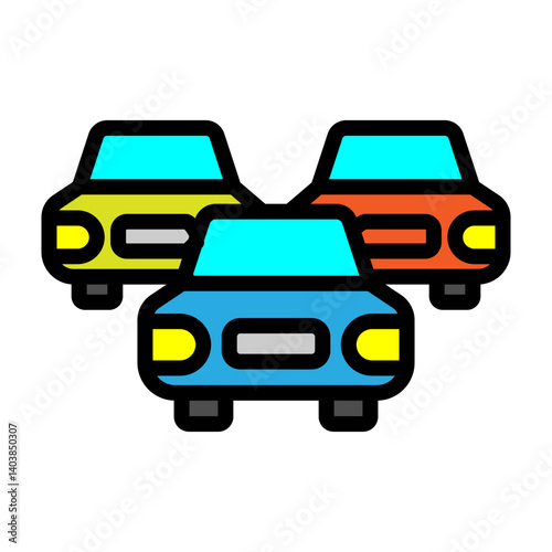 Rental Fleet Vector Filled Icon Design