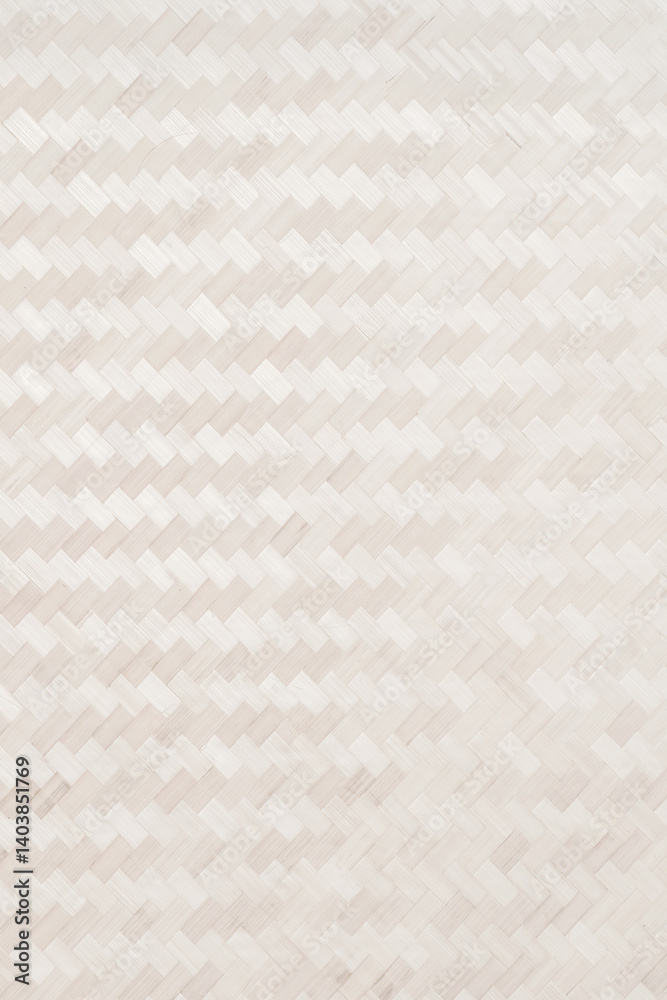 Fototapeta premium Light brown bamboo woven wall for abstract background and weave texture. beautiful patterns, space for work, banner, copy space, close up. Vertical.