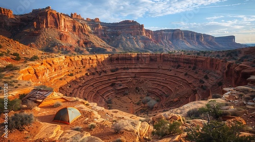 Foto A breathtaking red rock amphitheater camping setup