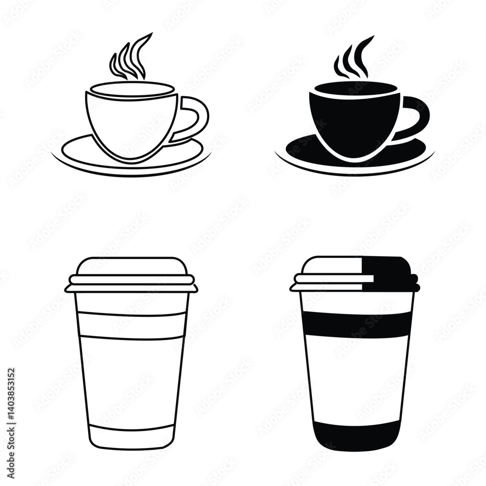 Obraz premium Vector silhouette of a coffee cup