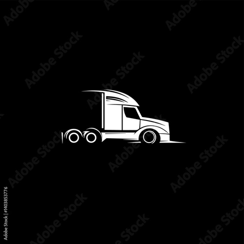 truck logistic vector silhouette logo template. perfect for delivery or transportation industry logo. simple with dark grey color