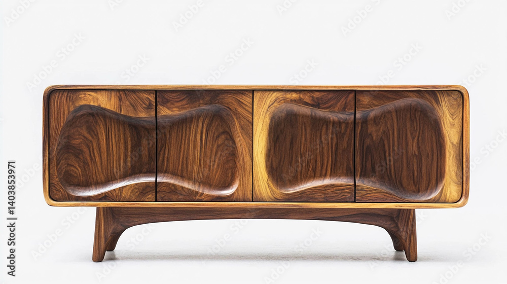 Wooden living room sideboard on a white background