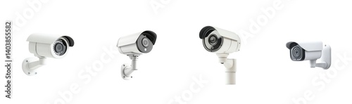 Modern surveillance cameras displaying various designs and styles for security monitoring