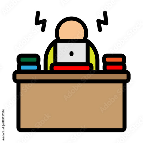 Work Desk Overflow Vector Filled Icon Design