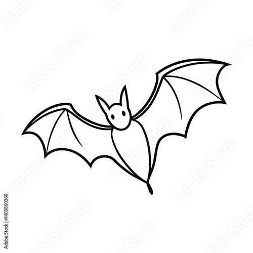 bat flying line art on white background.eps