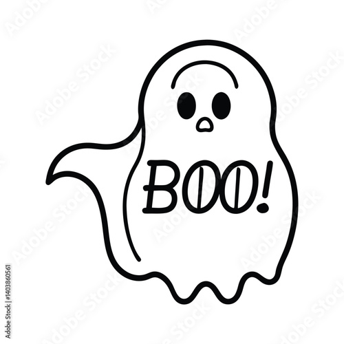 boo ghost sign line art on white background.eps