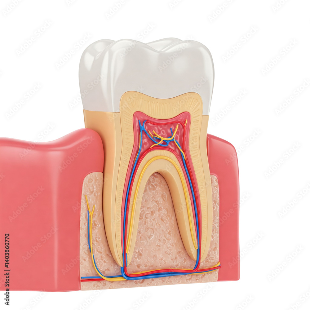 a detailed cross-section of a tooth, highlighting its internal anatomy a detailed cross-section of a tooth, highlighting its internal anatomy