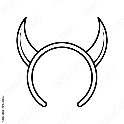 devil horns headband line art on white background (1).eps
