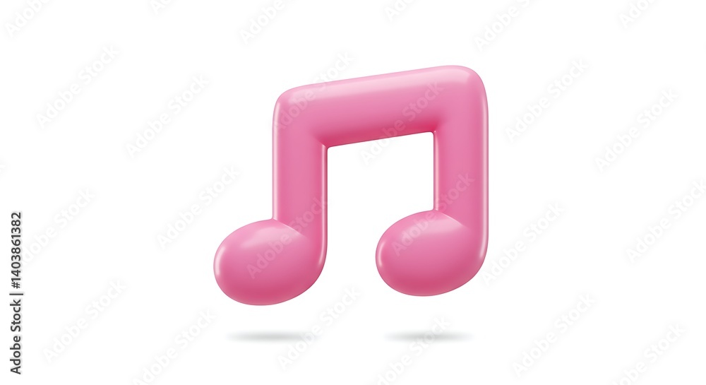 3D cartoon musical note floating with subtle shine and rounded edges, white background
3D cartoon musical note floating with subtle shine and rounded edges, white background