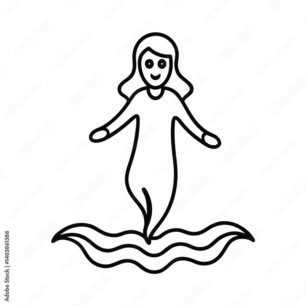 Fototapeta premium floating spirit line art on white background.eps