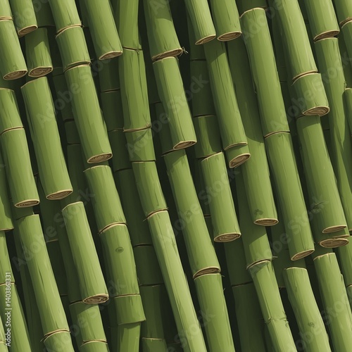Seamless background of green bamboo stalks, natural and serene, perfect for eco-friendly designs.