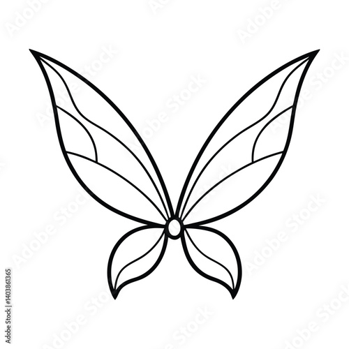 fairy wings line art on white background.eps