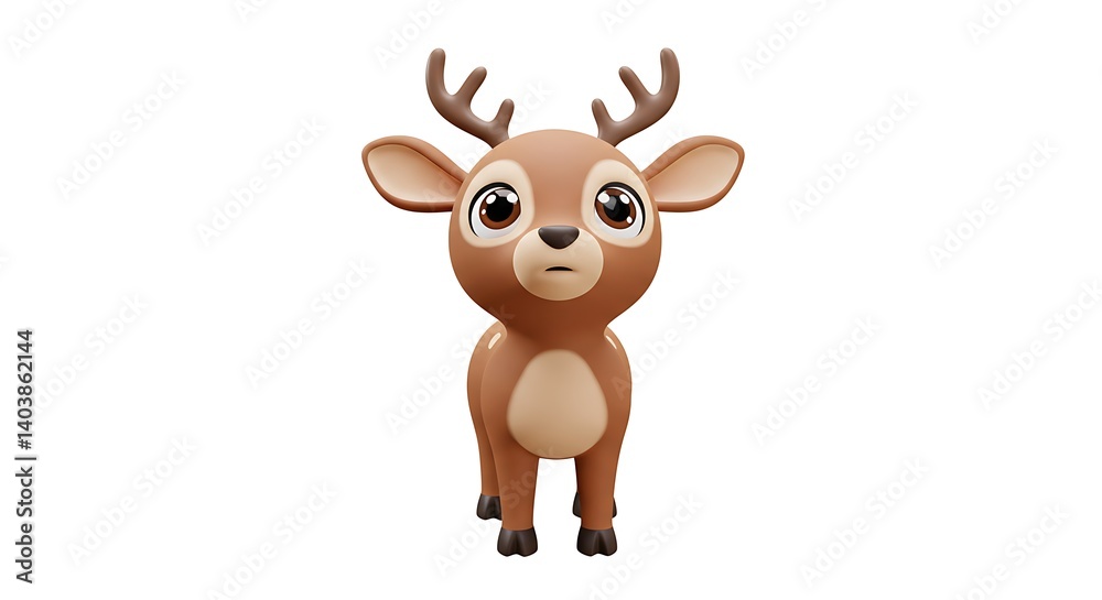 Veise 3D cartoon looking up with wide eyes and tiny horns, white background, stock style style
Veise 3D cartoon looking up with wide eyes and tiny horns, white background, stock style style