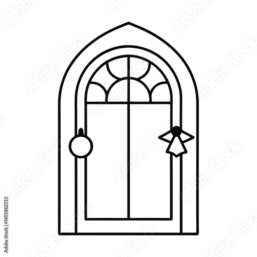 halloween door decor line art on white background.eps