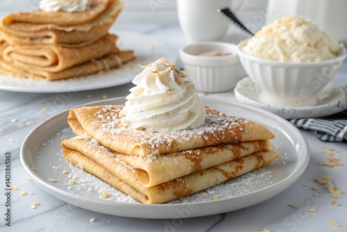 Wallpaper Mural Soft Crepes with Coconut and Cream – A Beautiful Breakfast Moment. Torontodigital.ca