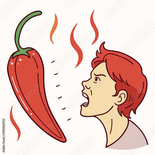 Spicy Red Pepper Steaming with Heat and Fiery Face – Bold and Fun Cartoon Vegetable Vector