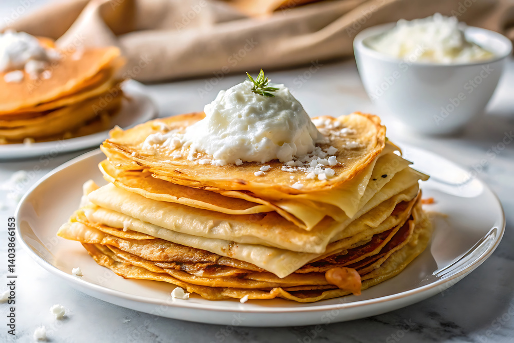 Sweet Crepe Stack – Soft Texture, Cream Swirl & Coconut Topping. Sweet Crepe Stack – Soft Texture, Cream Swirl & Coconut Topping.