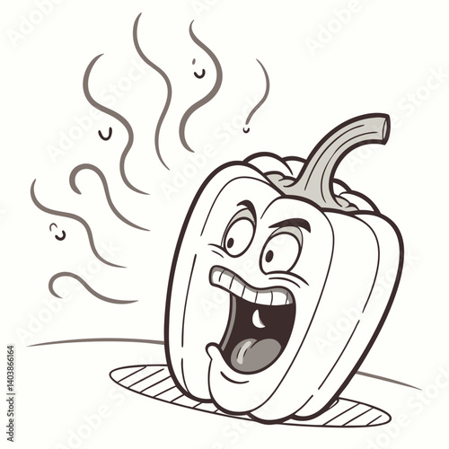 Spicy Red Pepper Steaming with Heat and Fiery Face – Bold and Fun Cartoon Vegetable Vector