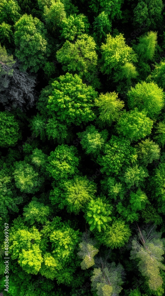 Lush green forest canopy viewed from above
