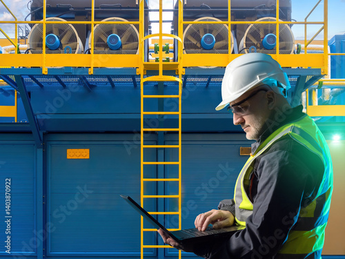 Engineer in safety gear use...