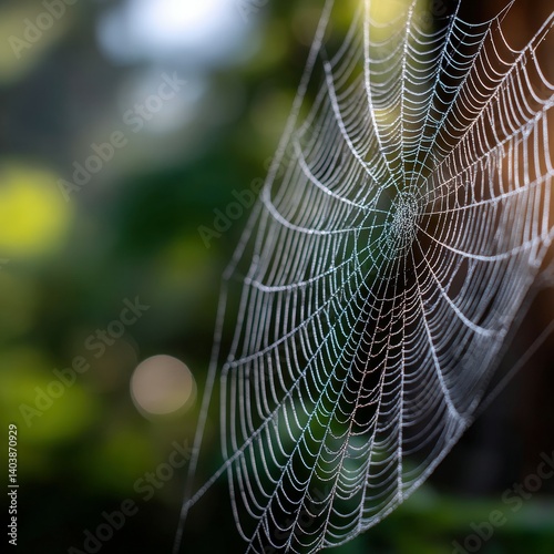 Wallpaper Mural Delicate spider web glistening in morning light Torontodigital.ca