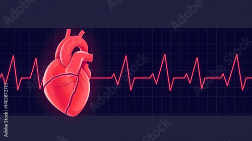 High-quality digital illustration of an electrocardiogram with ventricular premature complexes, showcasing a clear and accurate representation of the cardiac cycle, with a minimalistic background