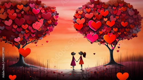 Couples in Love abstract illustration. Concept of friendship and love.