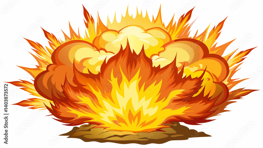 Naklejka premium explosion flame isolated white background