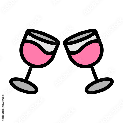 Wine Glass Vector Filled Icon Design