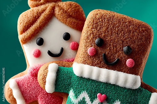 Gingerbread People Cookies Closeup.