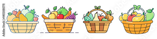 fruit basket icon, fruit basket vector illustration-simple illustration of fruit basket, perfect for fruit basket logos and icons
