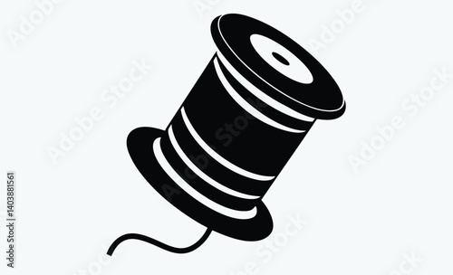 Bobbin silhouette, sewing icon, thread spool