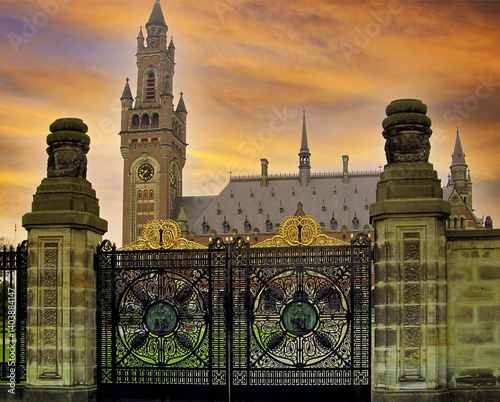 The Peace Palace in The Hague, Netherlands, which is the seat of the International Court of Justice.