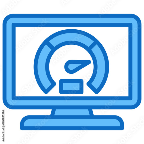 Computer Performance Blue Fill Icon in Performance Strength and Management Vector Design