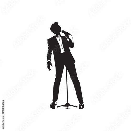 Silhouette of male Solo Singer Performing with Microphone