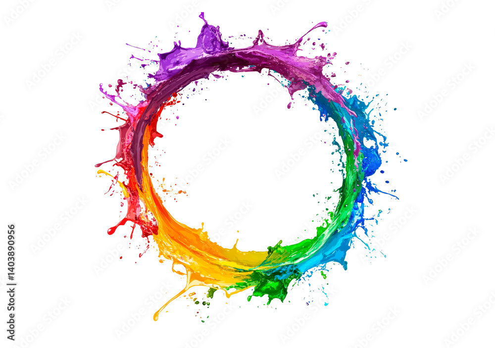 Rainbow paint splash circle isolated on transparent background Rainbow paint splash circle isolated on transparent background