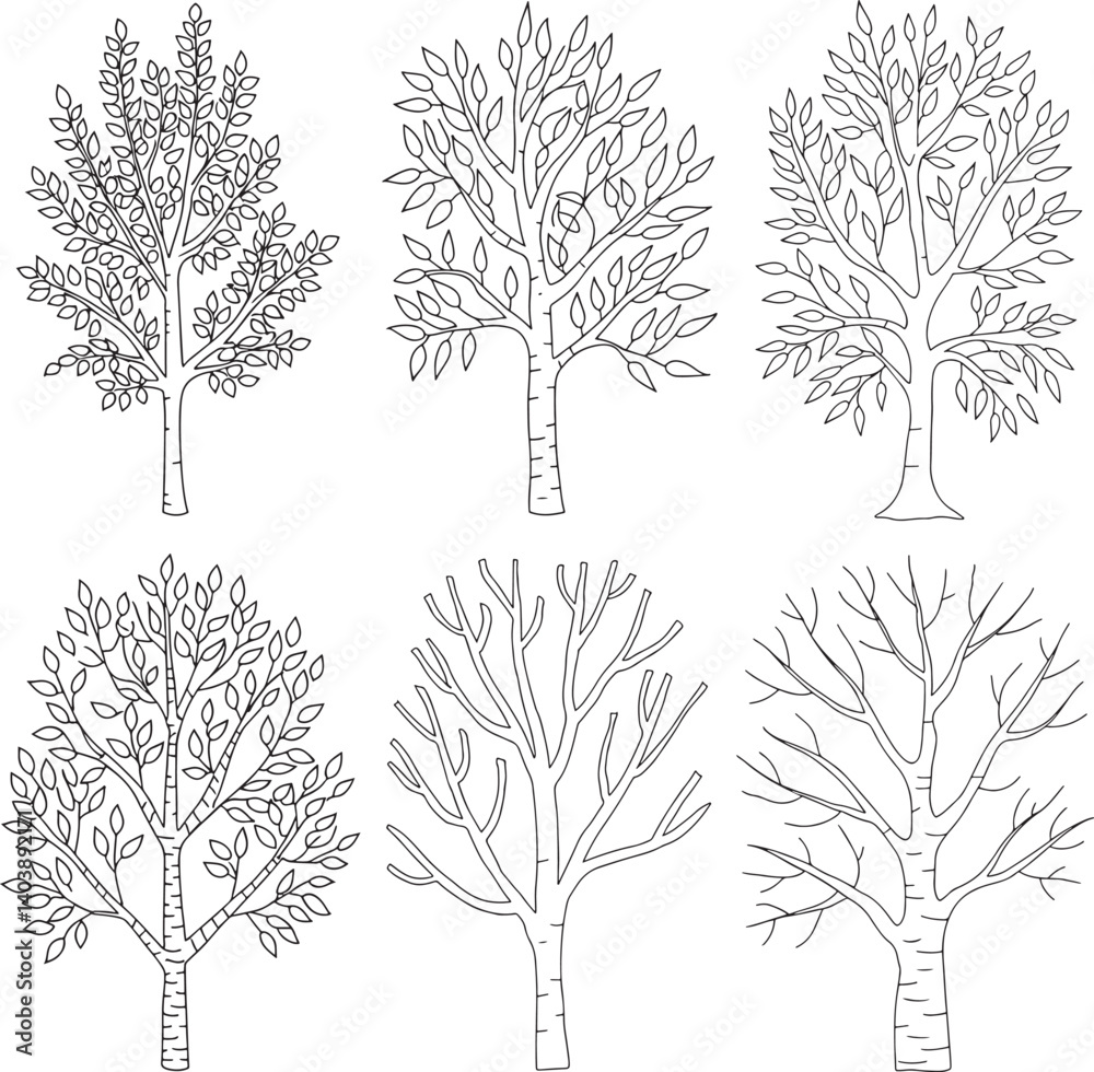 Obraz premium A collection of Tree vector illustration isolated On Transparent Background