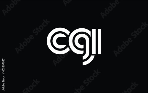 CGI Creative Unique Modern Letter Logo Design. Stylized logo featuring a unique letter design, presenting abstract minimalist aesthetics and modern appeal.