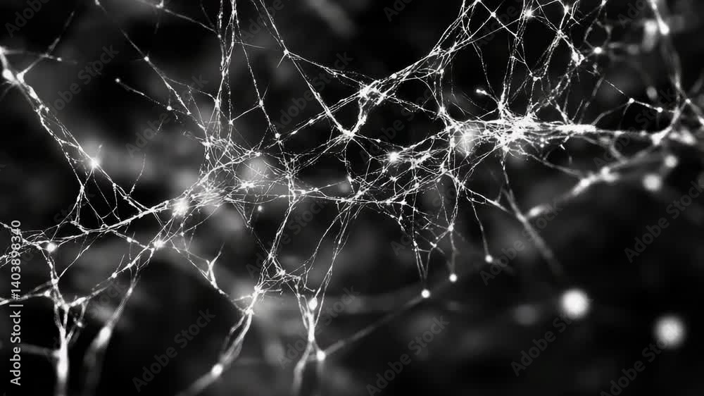 A black and white photograph of a spider web. A black and white photograph of a spider web.
