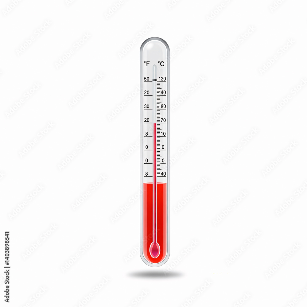 Thermometer with red liquid on white background. Vector illustration. Thermometer with red liquid on white background. Vector illustration.