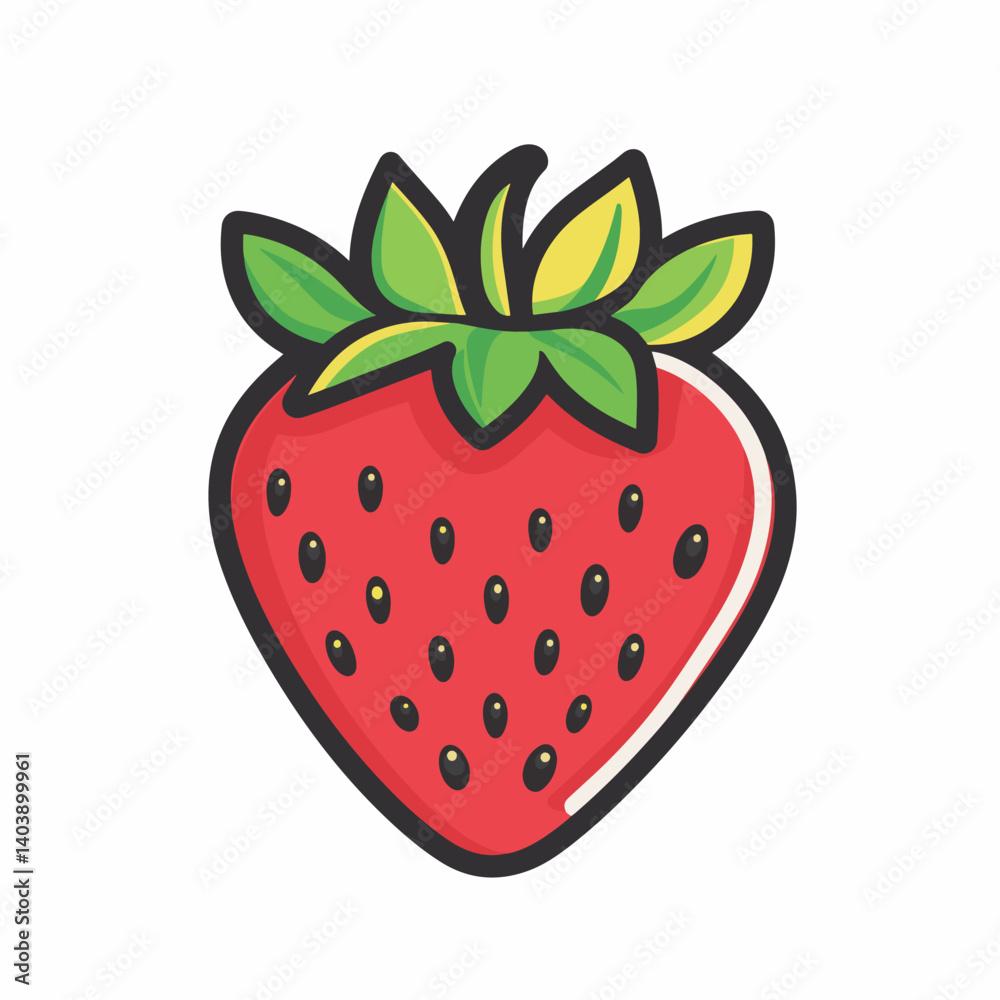 Obraz premium Red strawberry fruit symbol. Strawberry icon isolated. Vector illustration.