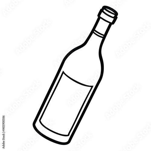line art wine bottle with no background