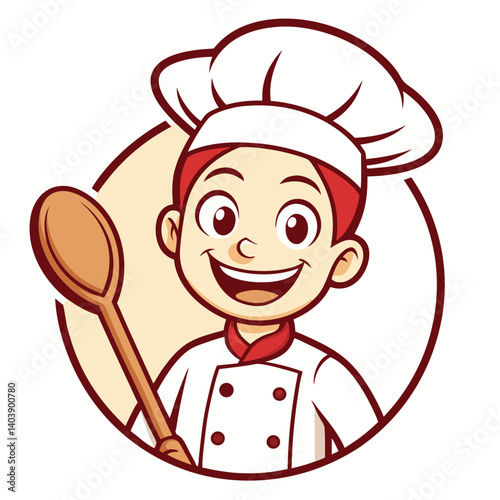 Happy master chef cartoon LOGO illustration
