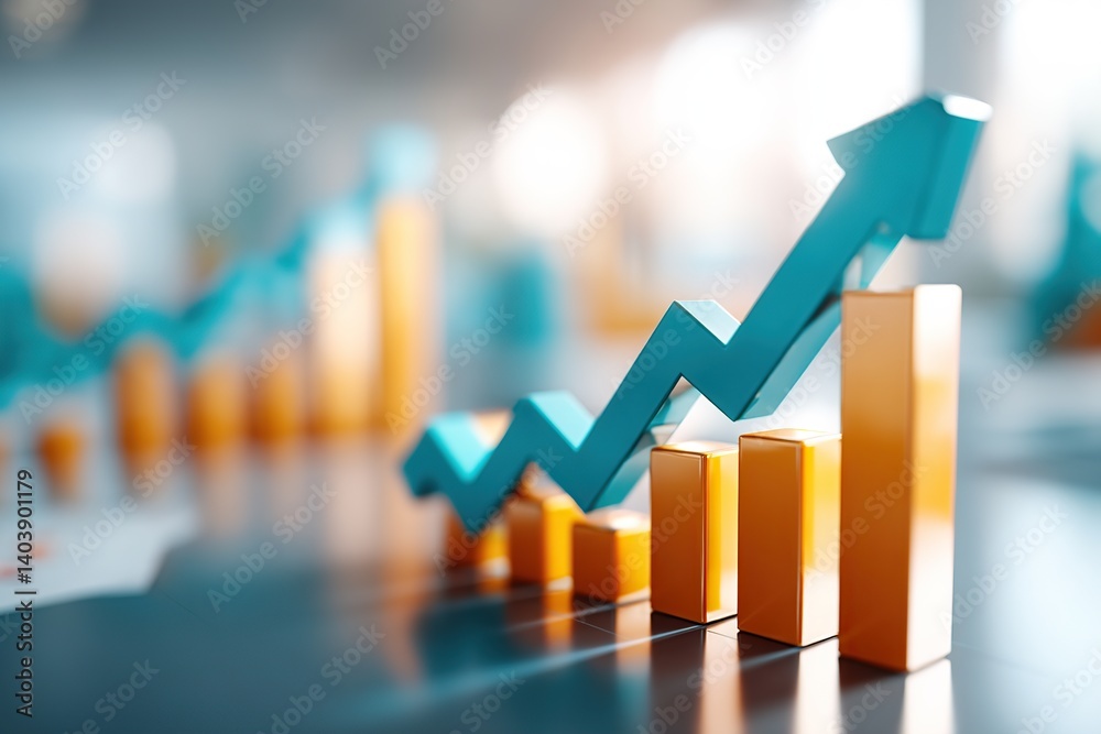 Upward growth in vibrant colors showing positive trends in financial data analysis