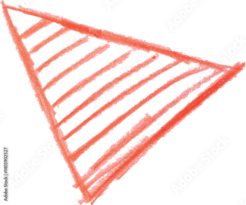 Triangle drawn with a thick red crayon outline on a white background.